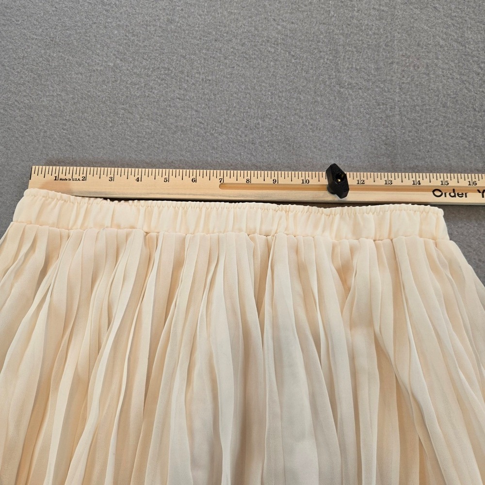 Who What Wear Pleated Midi Skirt Womens Medium Cream Black Striped Elastic Waist - Picture 5 of 6